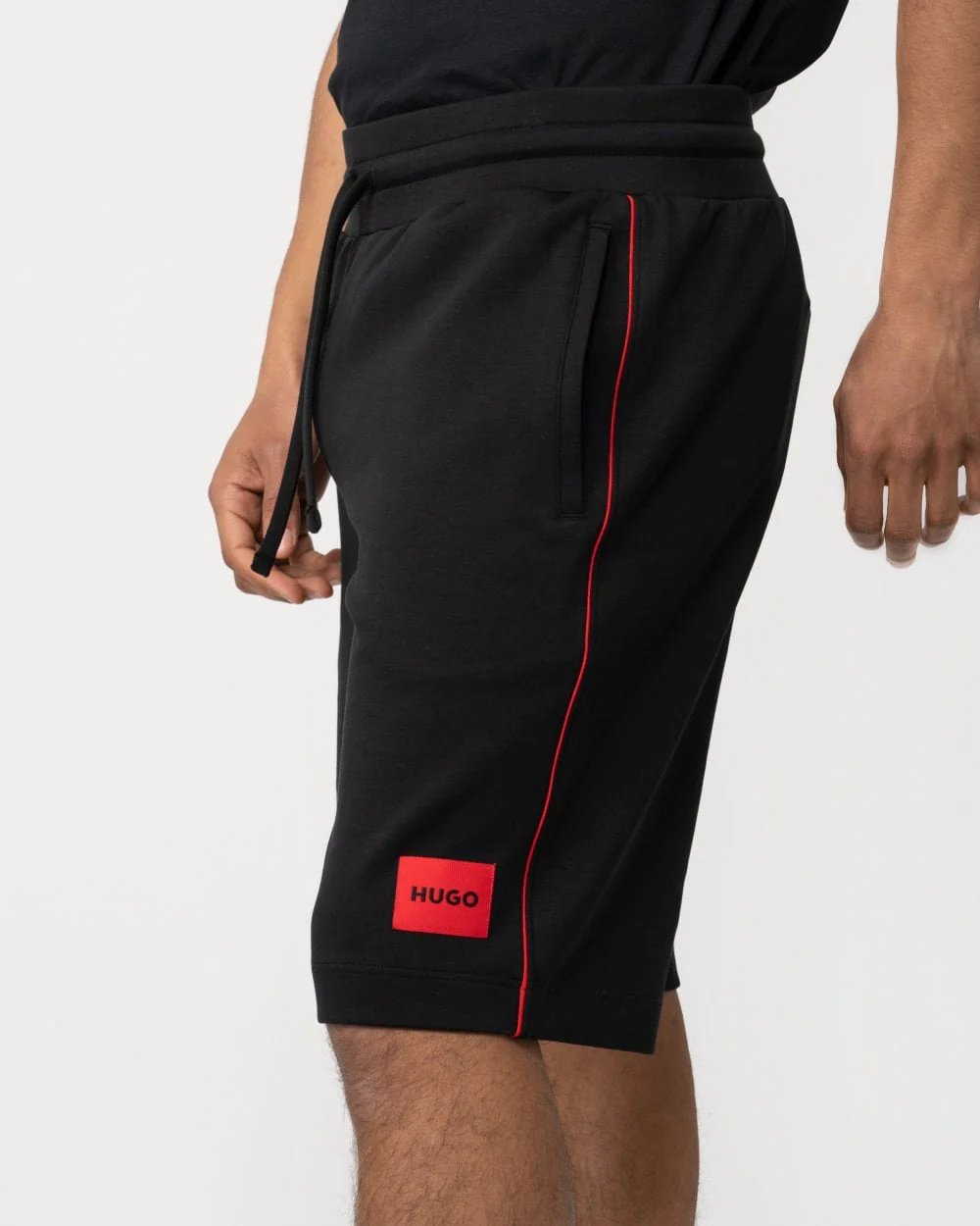 HUGO Mens Logo Badge Loungewear Shorts - Image 3