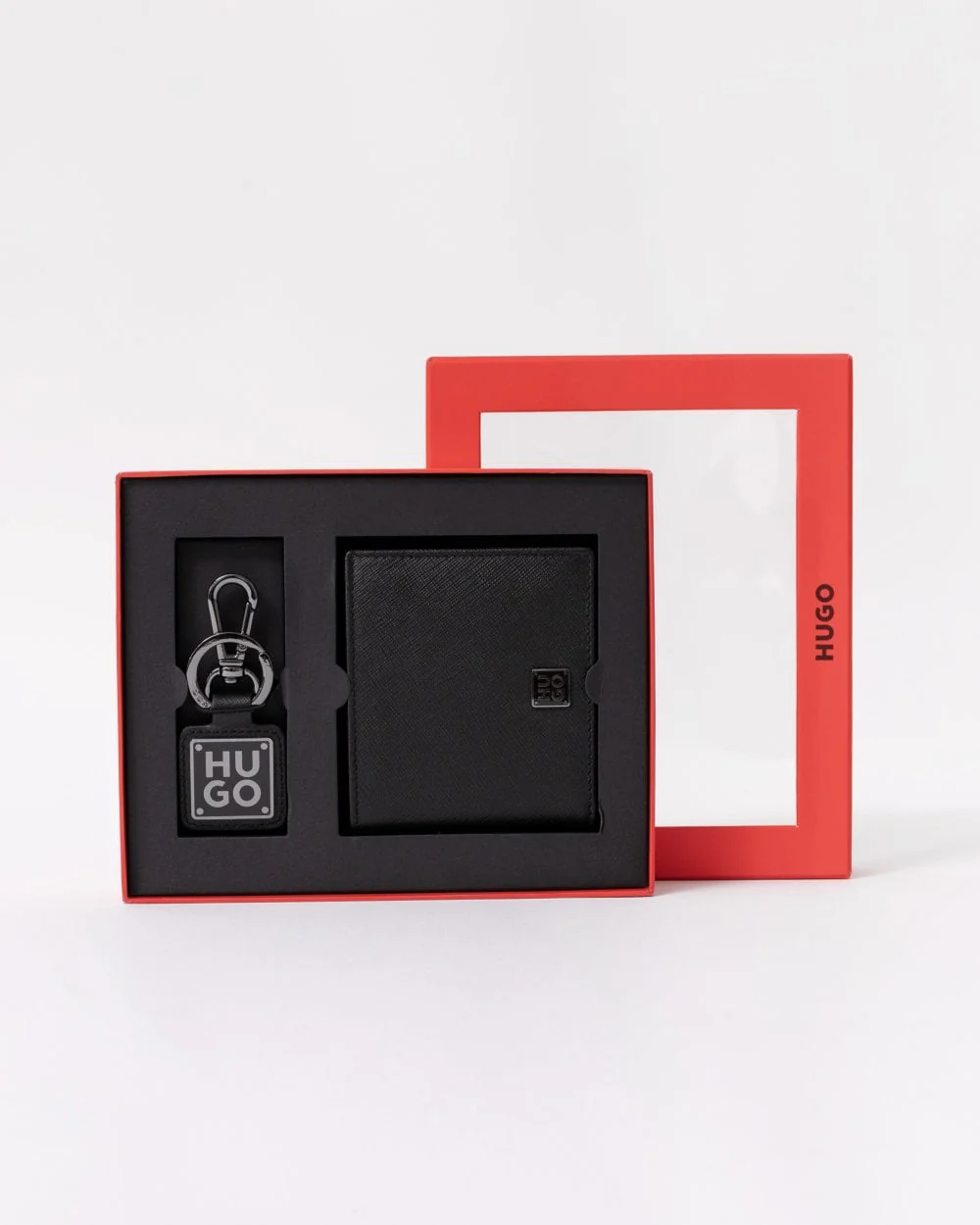 HUGO Mens Stacked Logo Wallet and Keyring Set - Image 2