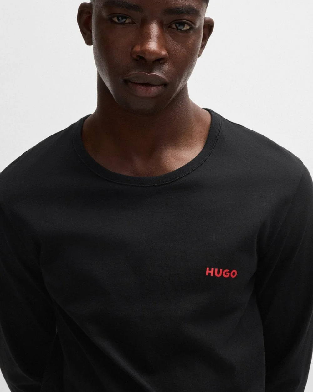 HUGO Mens Three-Pack of Long Sleeve Underwear Tops in Cotton with Logos - Image 2