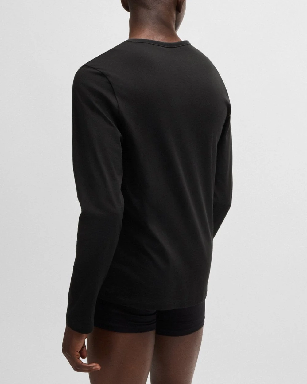 HUGO Mens Three-Pack of Long Sleeve Underwear Tops in Cotton with Logos - Image 4