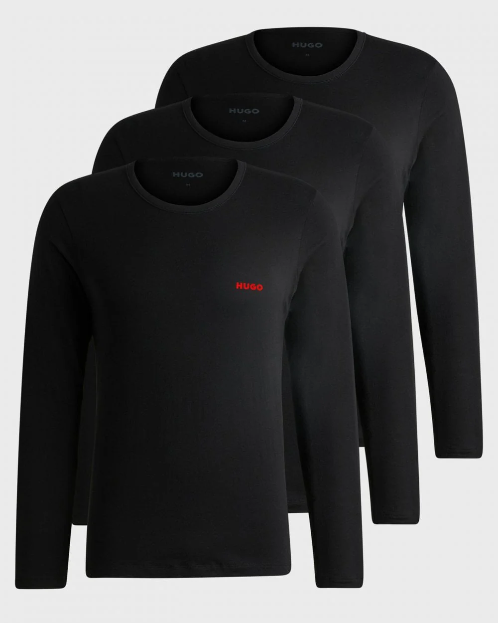 HUGO Mens Three-Pack of Long Sleeve Underwear Tops in Cotton with Logos - Image 5