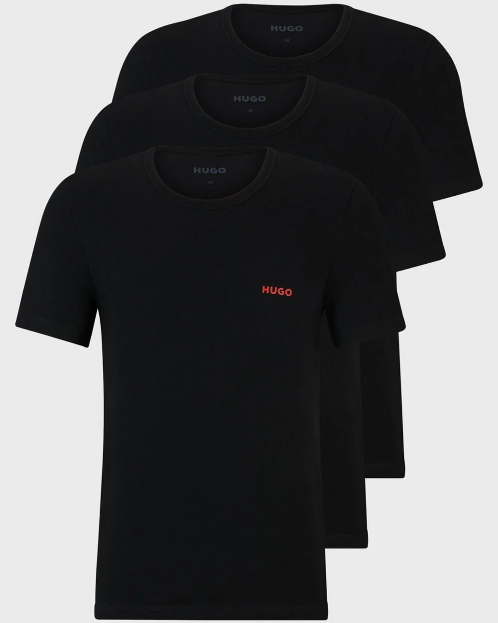 HUGO Mens Three-Pack of Underwear T-Shirts in Cotton with Logos NOS - Black 001 - Image 2
