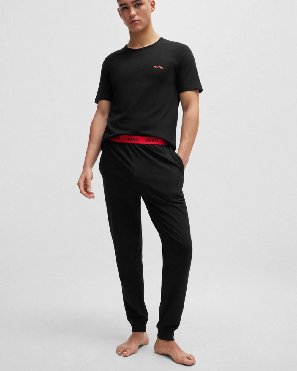 HUGO Mens Three-Pack of Underwear T-Shirts in Cotton with Logos NOS - Black 001 - Image 3