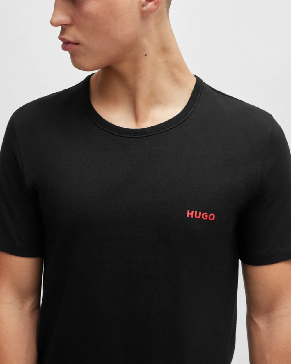 HUGO Mens Three-Pack of Underwear T-Shirts in Cotton with Logos NOS - Black 001 - Image 4