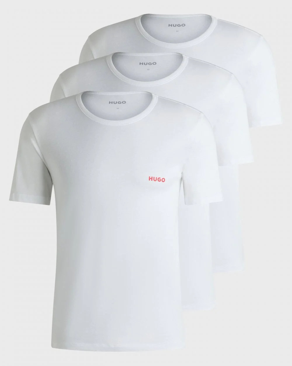 HUGO Mens Three-Pack of Underwear T-Shirts in Cotton with Logos NOS - White 100 - Image 2