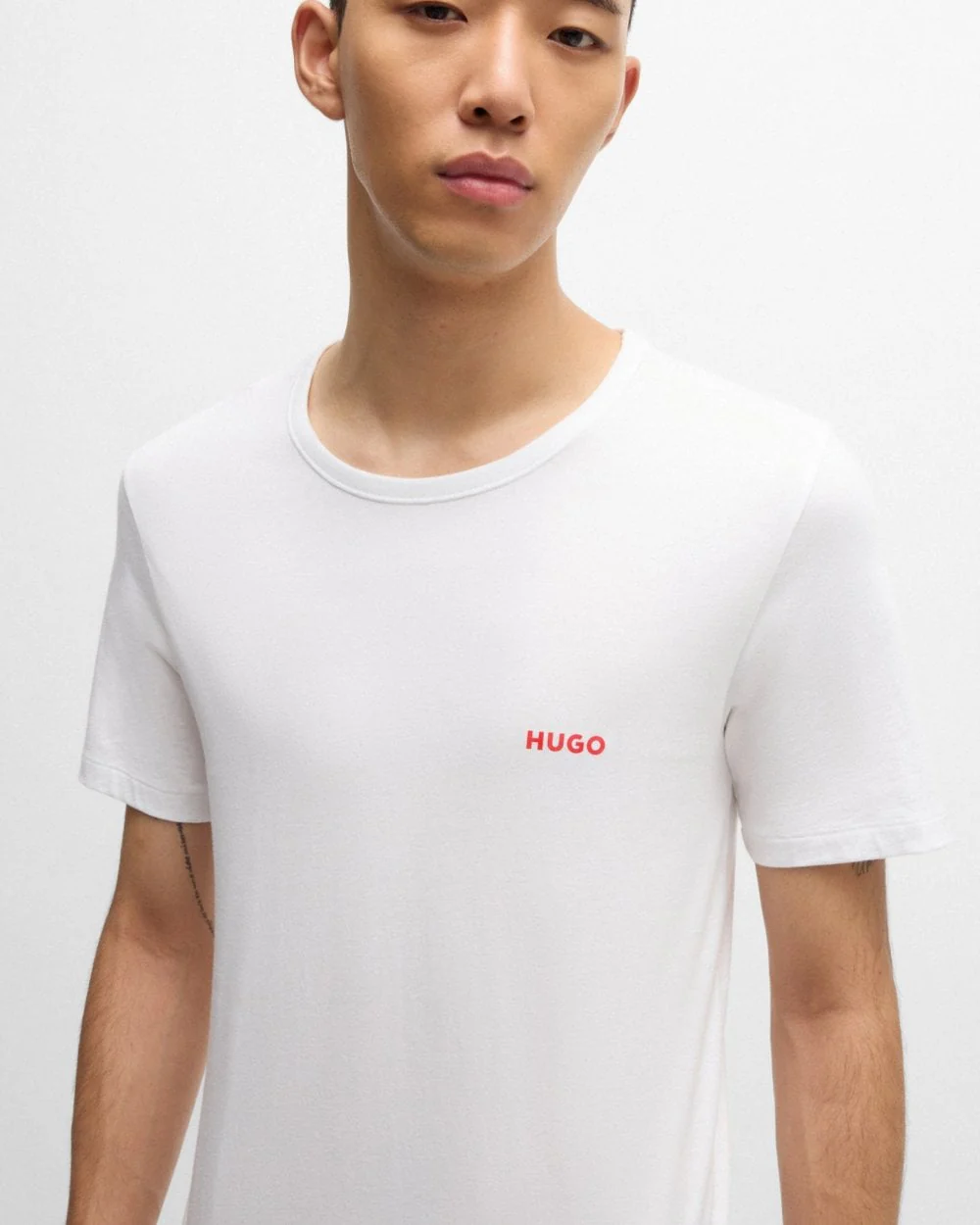 HUGO Mens Three-Pack of Underwear T-Shirts in Cotton with Logos NOS - White 100 - Image 3