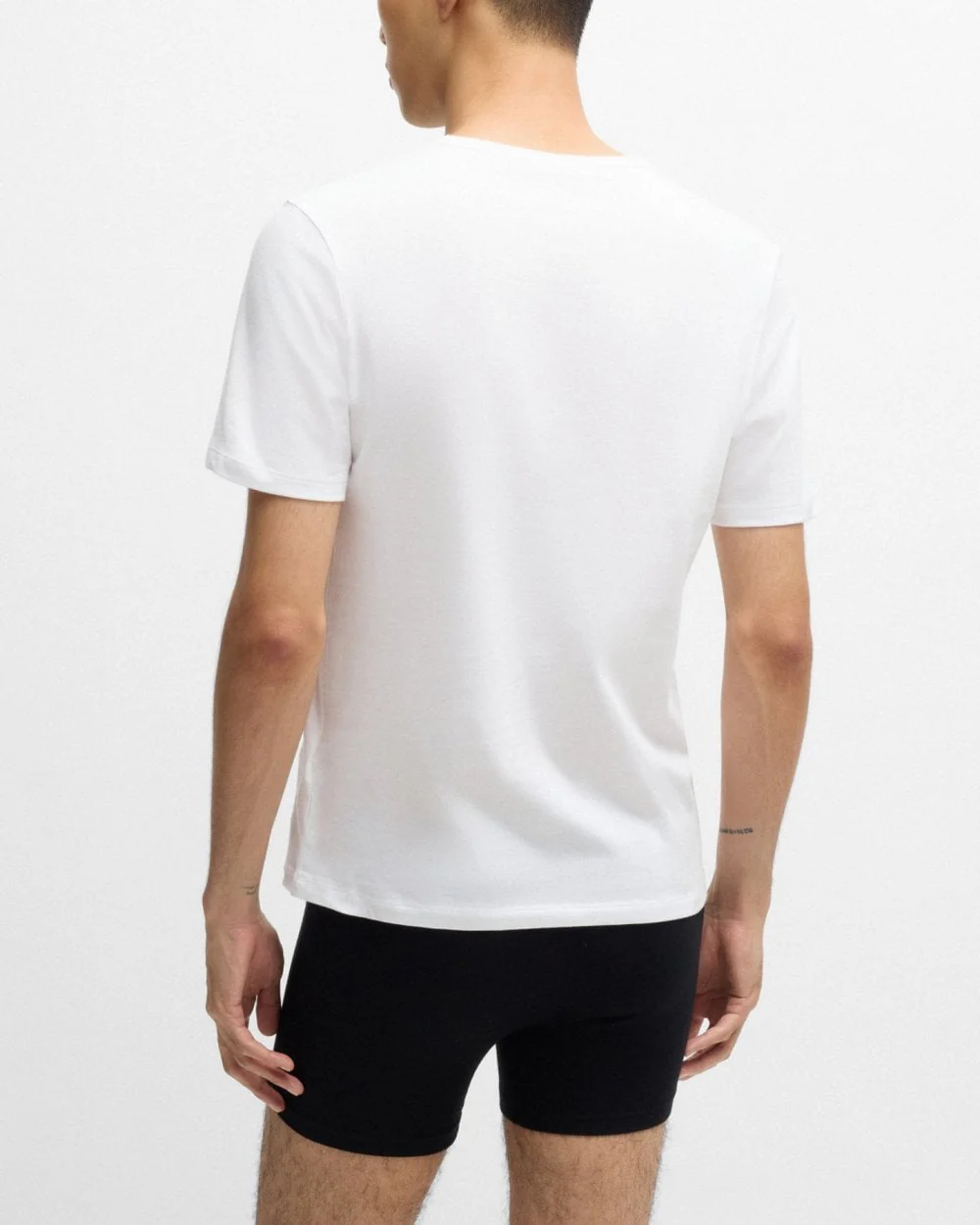 HUGO Mens Three-Pack of Underwear T-Shirts in Cotton with Logos NOS - White 100 - Image 4