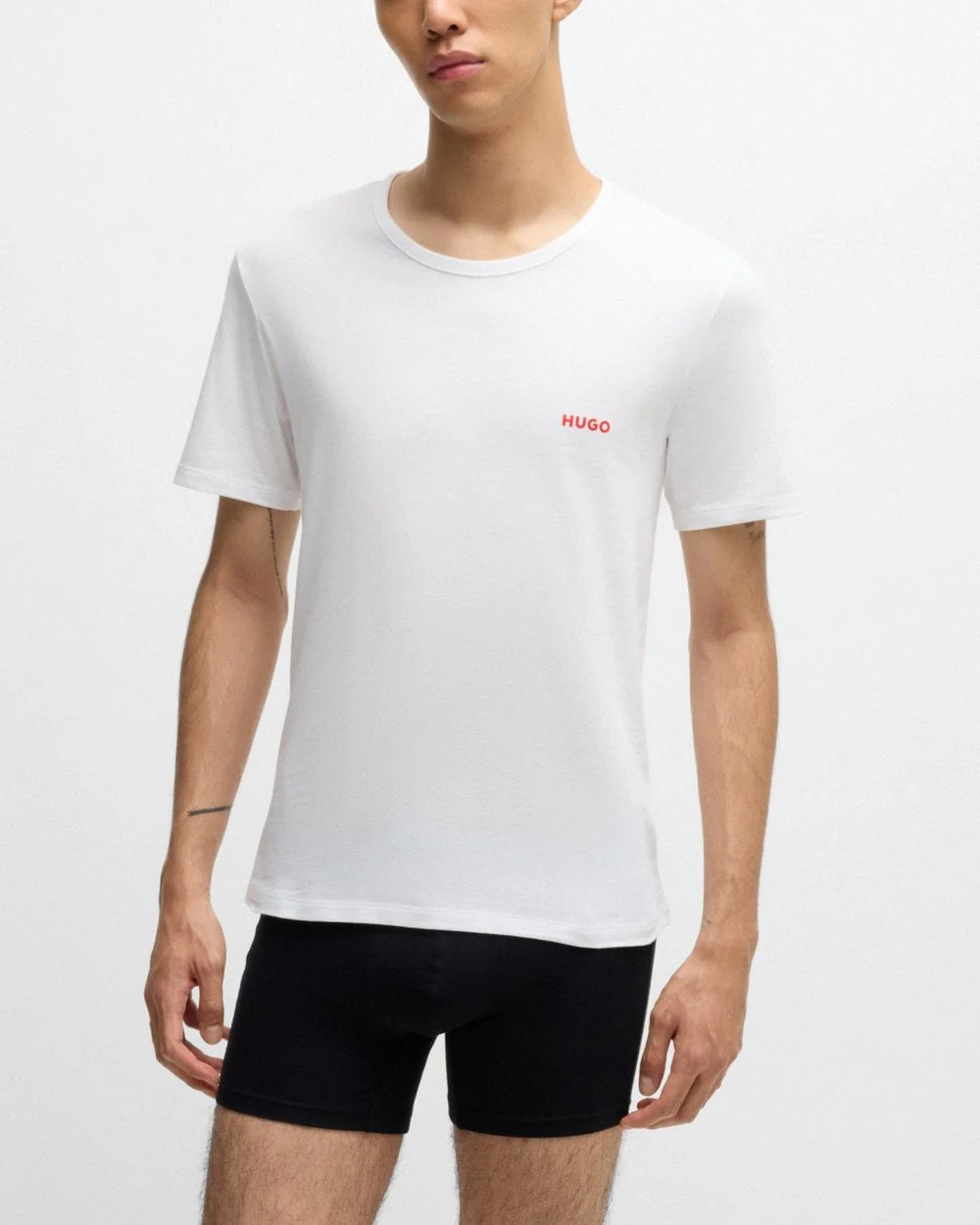 HUGO Mens Three-Pack of Underwear T-Shirts in Cotton with Logos NOS - White 100 - Image 5