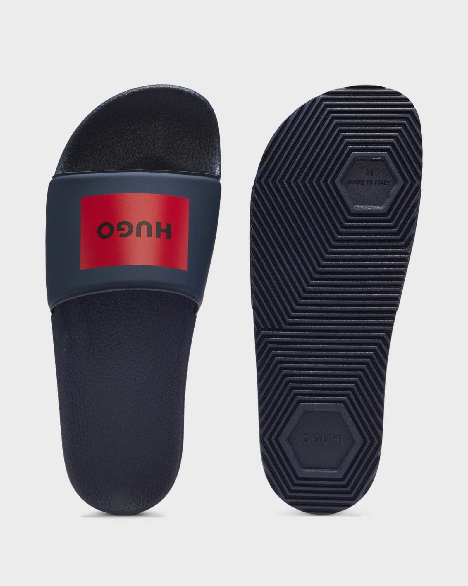 HUGO Mens Timein Mens Slides with Logo Strap - Dark Blue 404 - Image 4