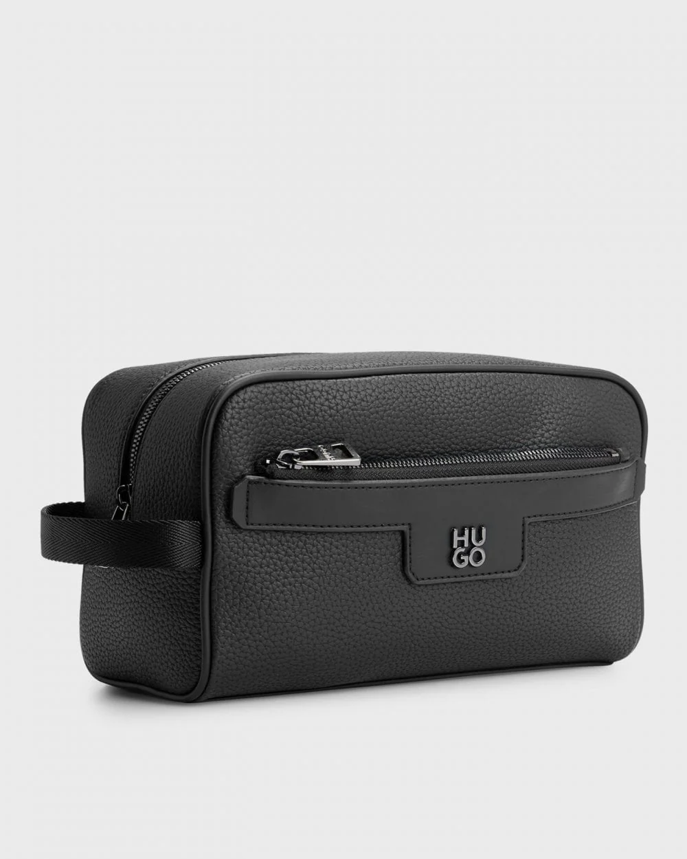 HUGO Nesh Mens Grained Washbag with Stacked Logo - Image 2