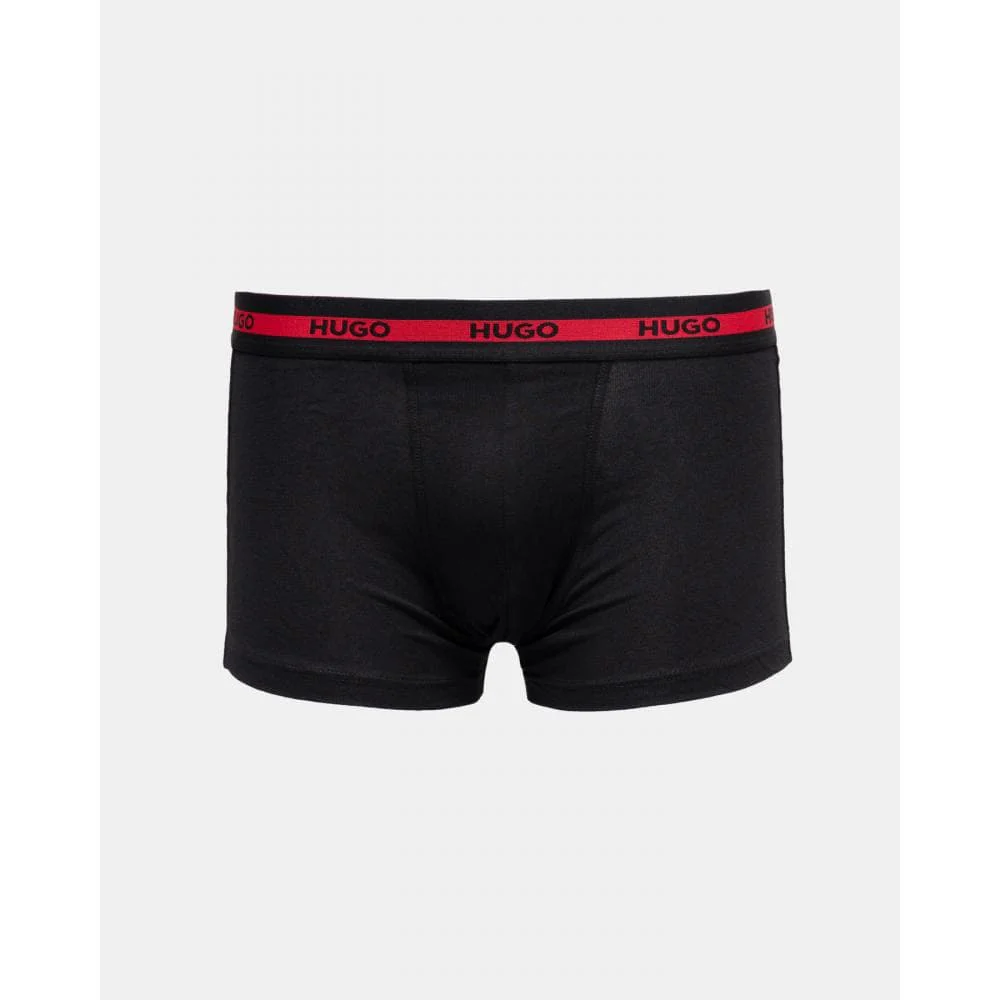 HUGO Planet 3-Pack Stretch-Cotton Logo Waistband Trunks - Black 002 - Image 2