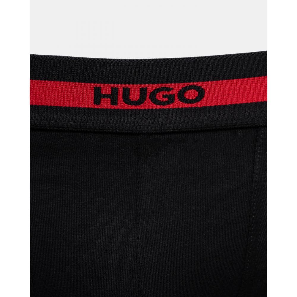 HUGO Planet 3-Pack Stretch-Cotton Logo Waistband Trunks - Black 002 - Image 3