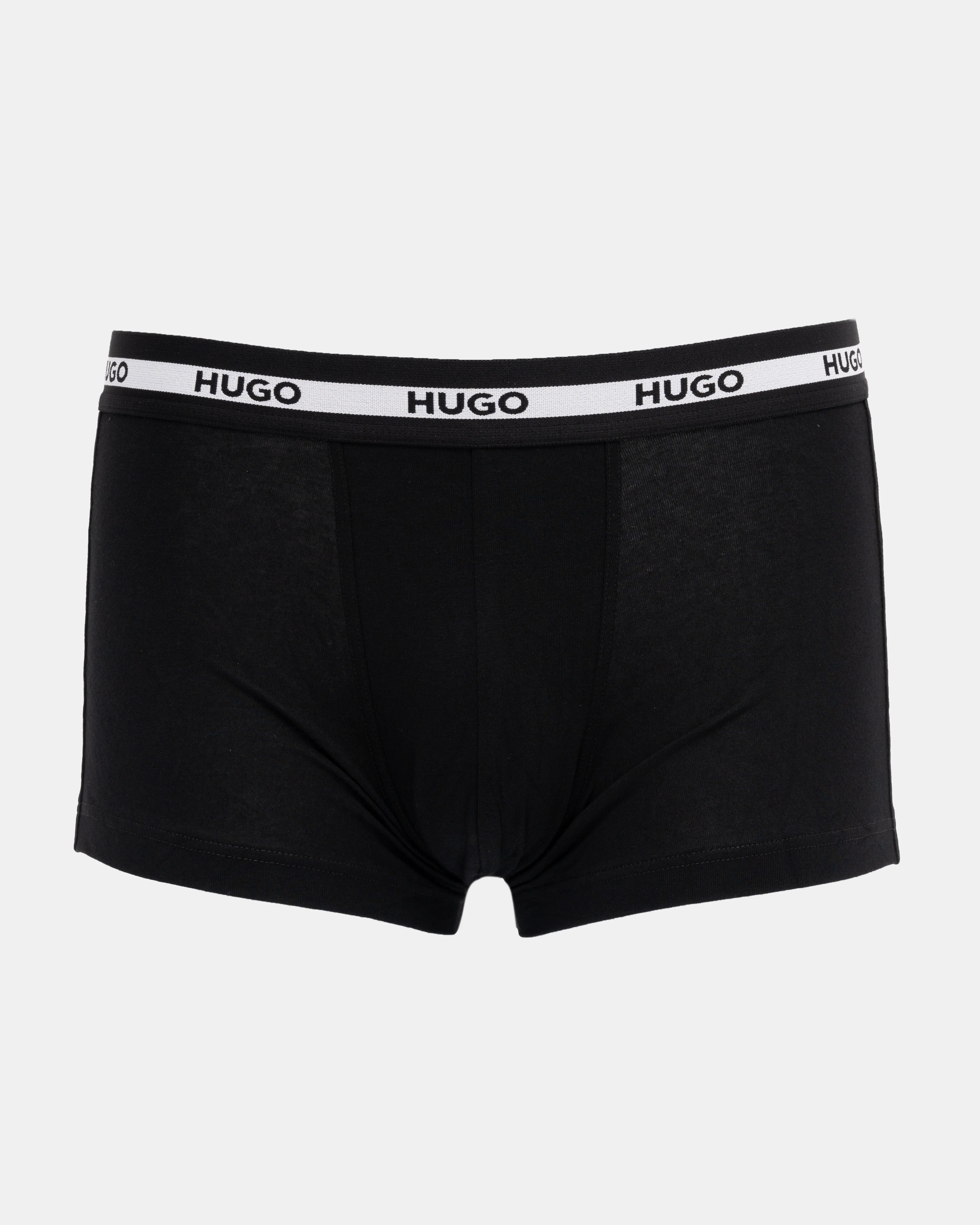 HUGO Planet 3-Pack Stretch-Cotton Logo Waistband Trunks - Black 005 - Image 3