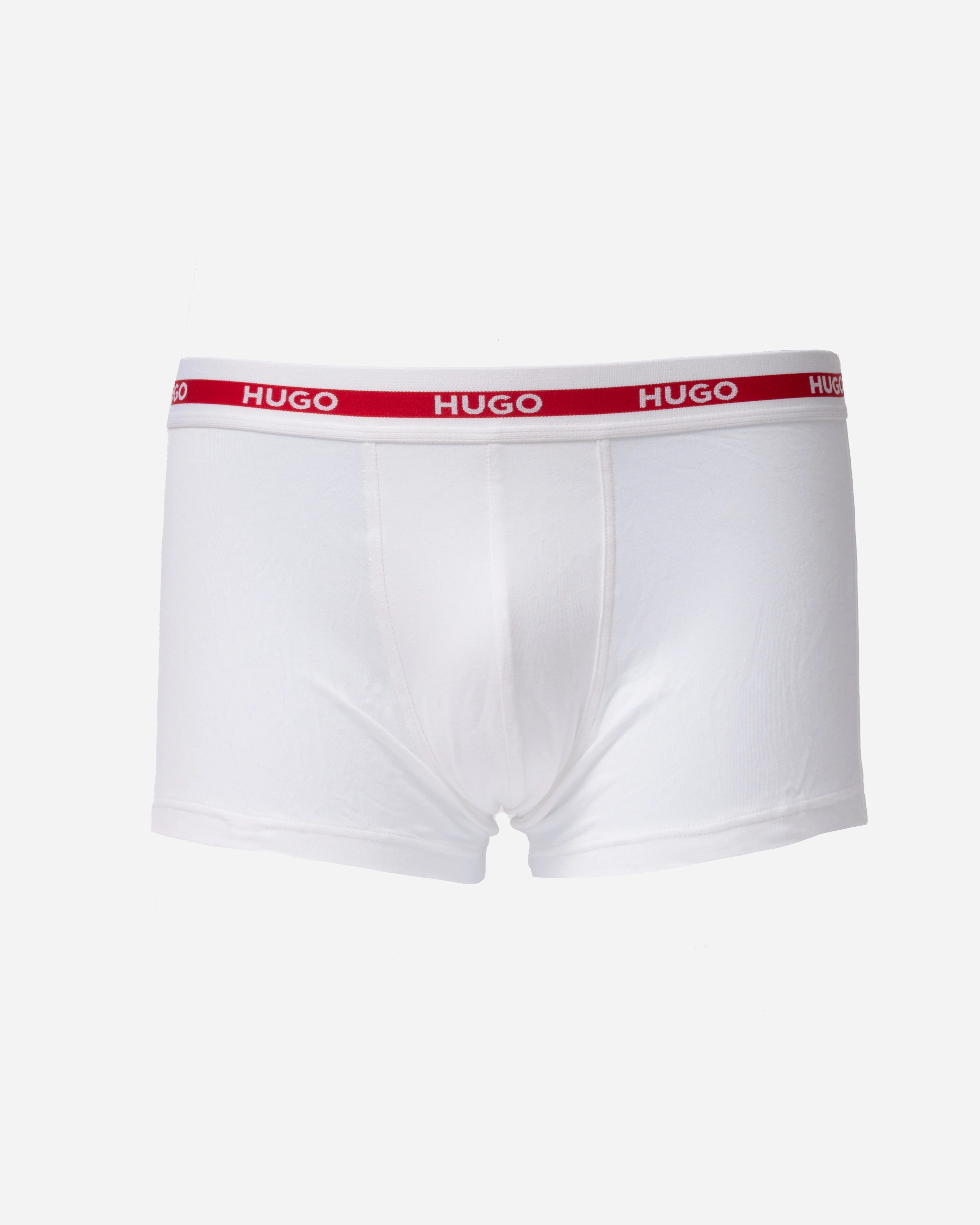 HUGO Planet 3-Pack Stretch-Cotton Logo Waistband Trunks - Bright Red 621 - Image 3
