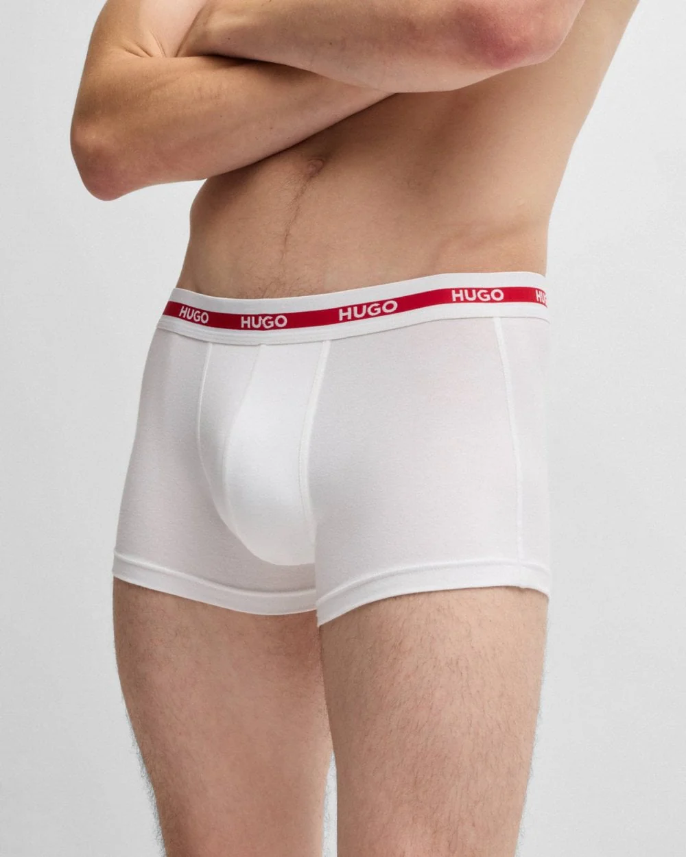HUGO Planet 3-Pack Stretch-Cotton Logo Waistband Trunks - Open White 120 - Image 3