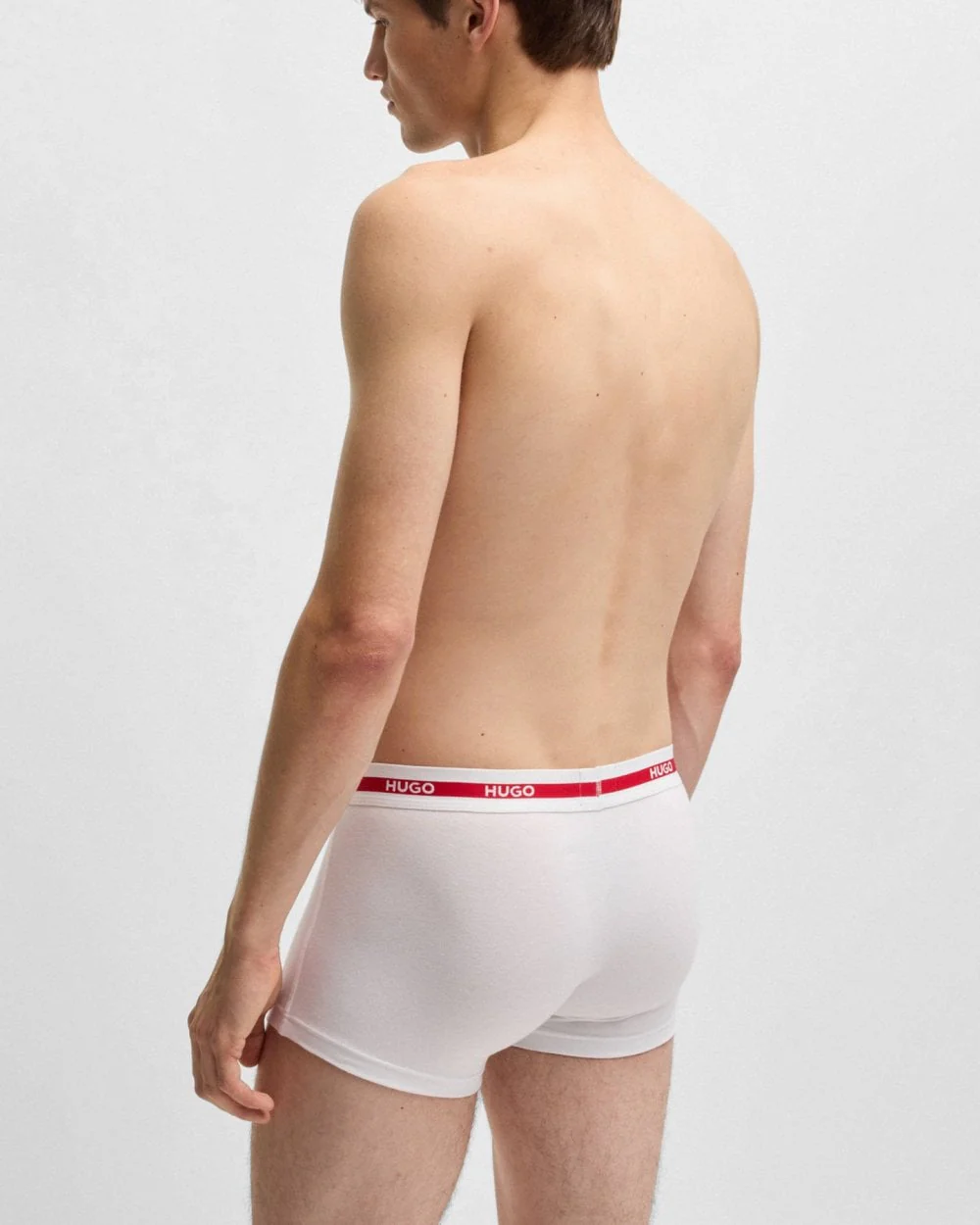 HUGO Planet 3-Pack Stretch-Cotton Logo Waistband Trunks - Open White 120 - Image 4