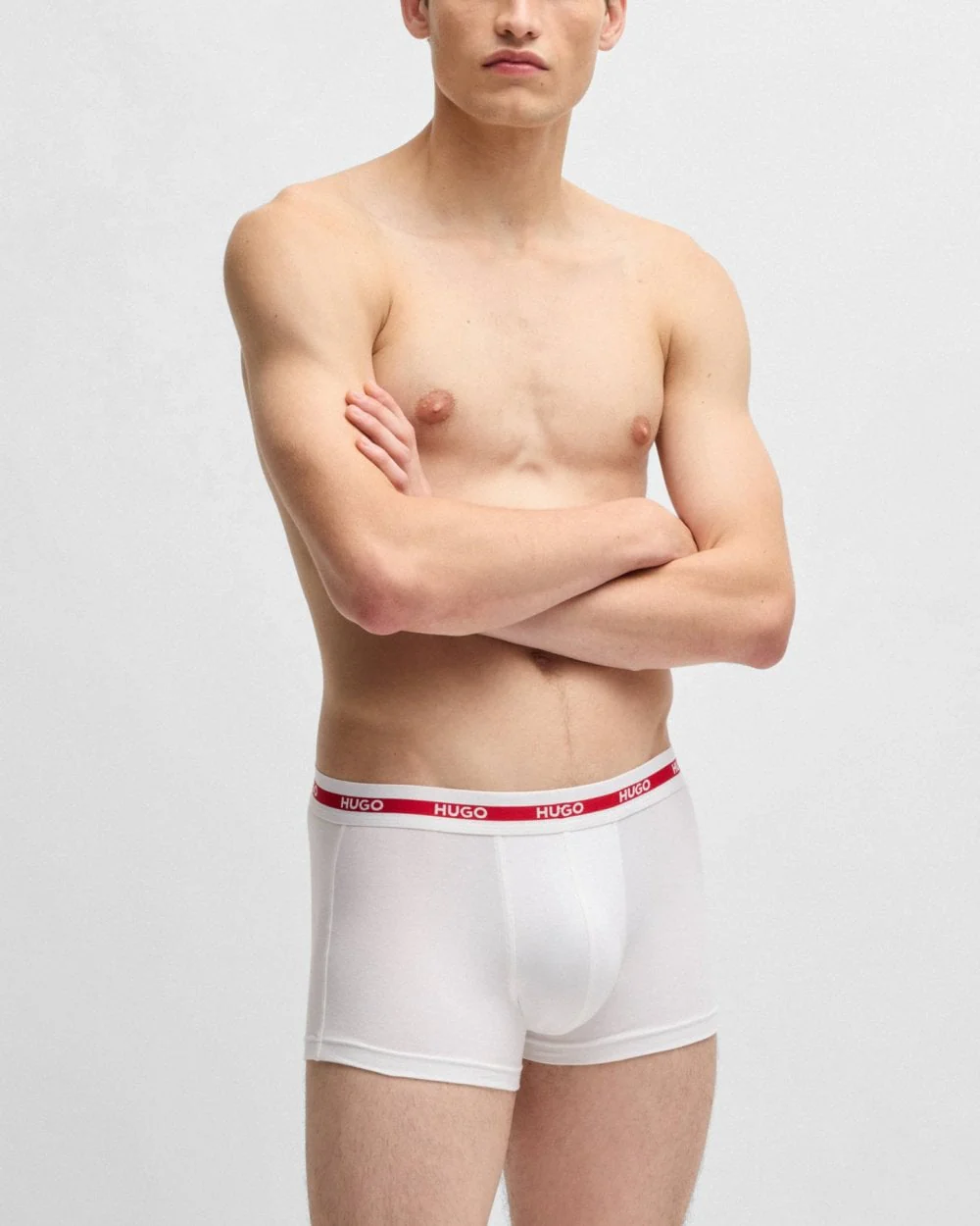 HUGO Planet 3-Pack Stretch-Cotton Logo Waistband Trunks - Open White 120 - Image 5