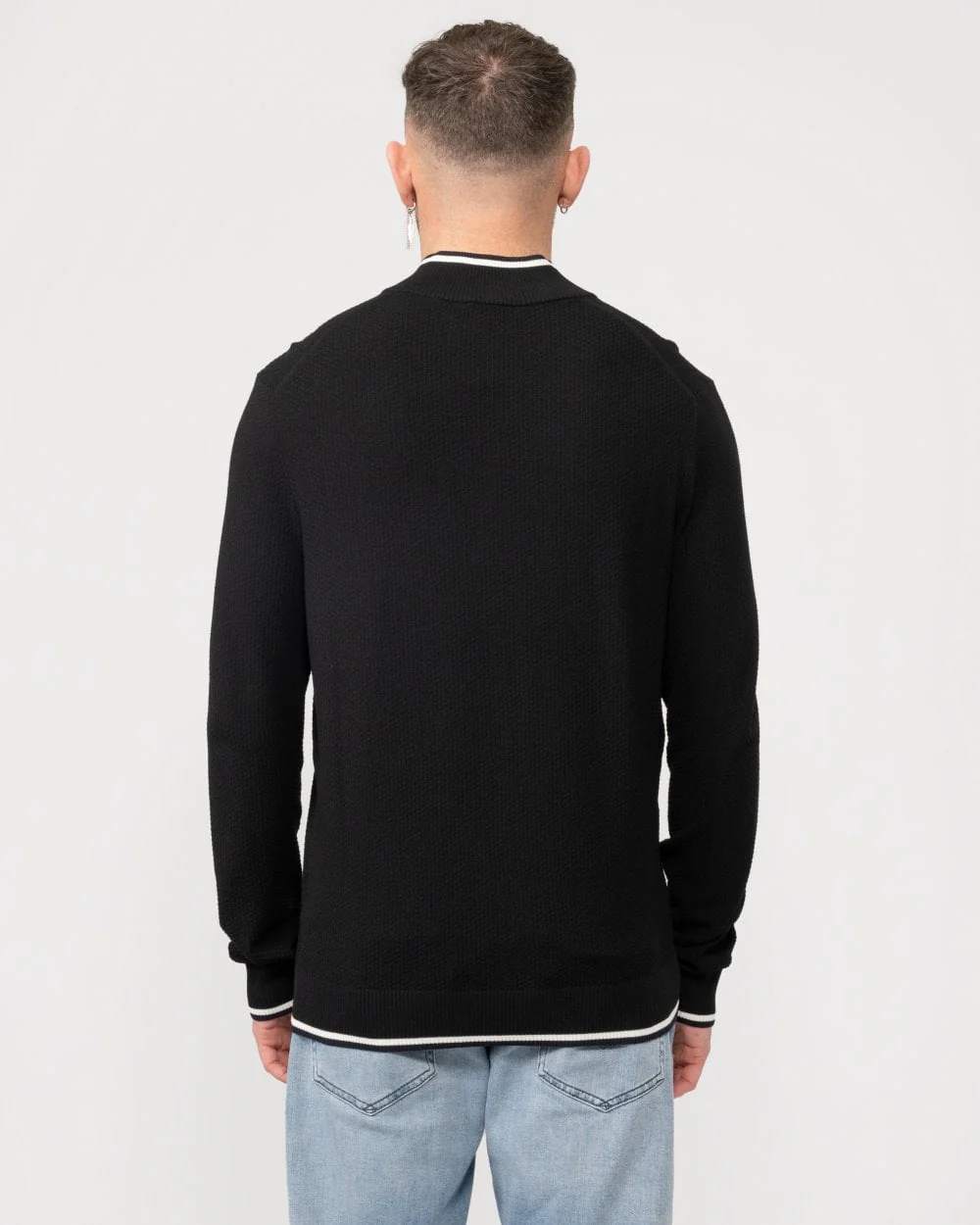 HUGO Saikk Mens Zip-Neck Sweater with Red Logo Label - Image 3