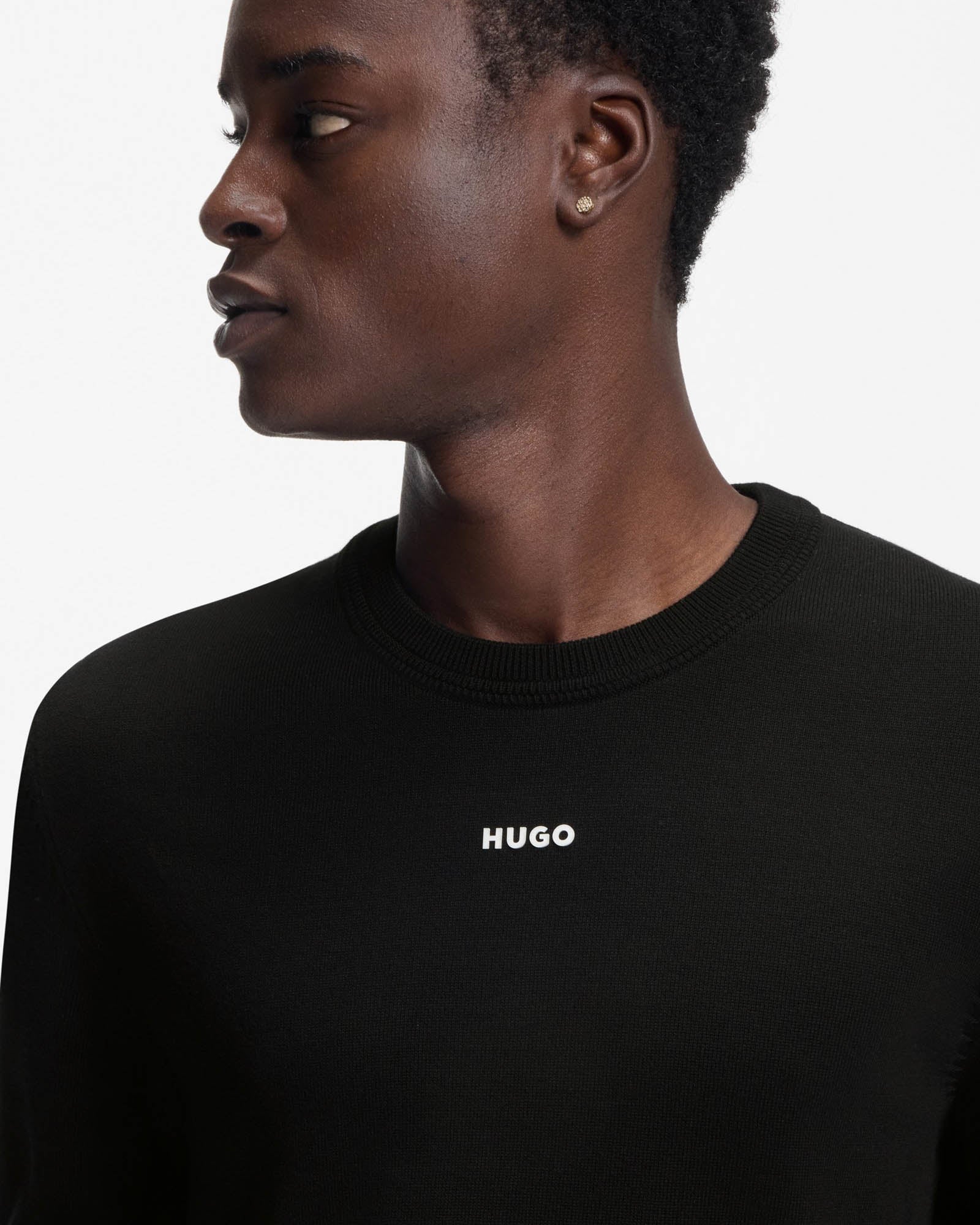 HUGO San Cassius-C2 Mens Crew Neck Jumper - Black 001 - Image 2