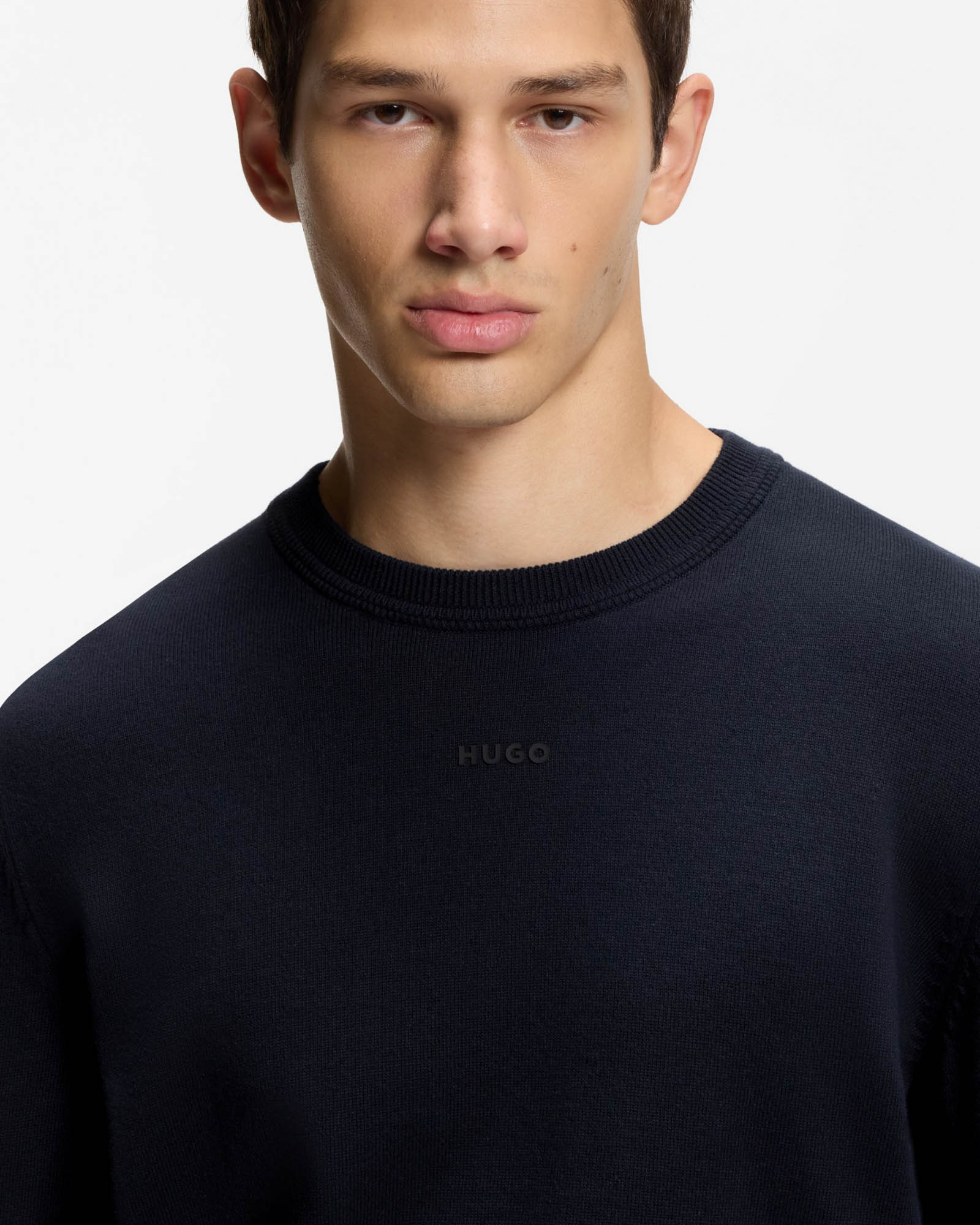 HUGO San Cassius-C2 Mens Crew Neck Jumper - Navy 410 - Image 2