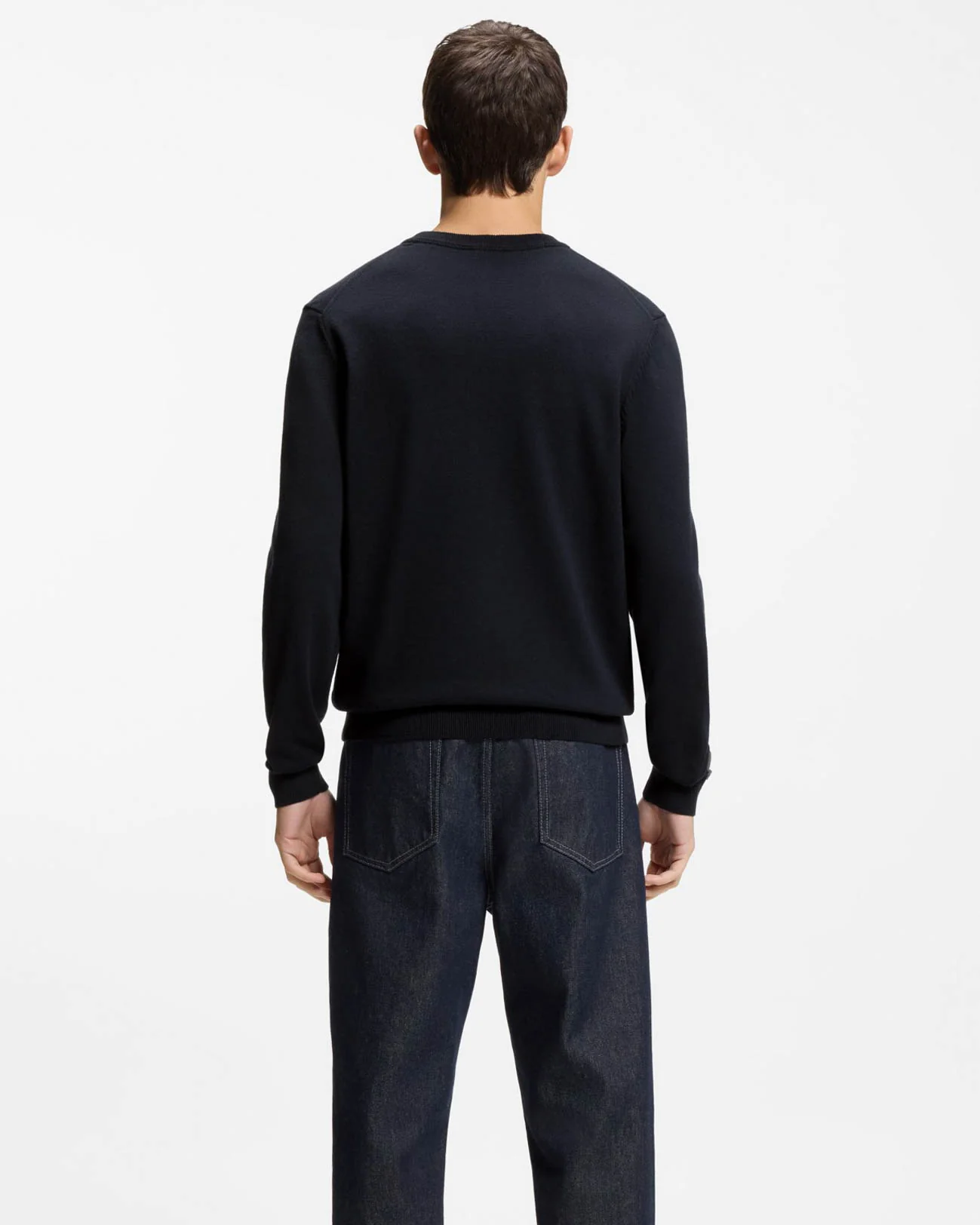 HUGO San Cassius-C2 Mens Crew Neck Jumper - Navy 410 - Image 4