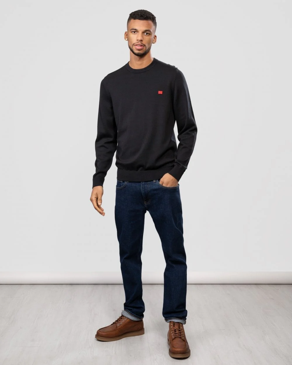 HUGO San Cassius Mens Crew Neck Sweater NOS - Black 001 - Image 3