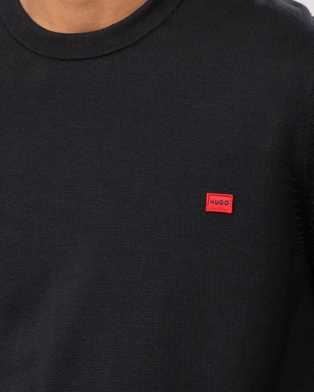 HUGO San Cassius Mens Crew Neck Sweater NOS - Black 001 - Image 4