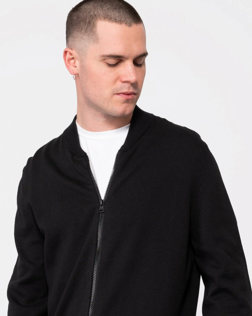 HUGO San Jaque-C Mens Double Zip Cardigan - Black 001 - Image 2