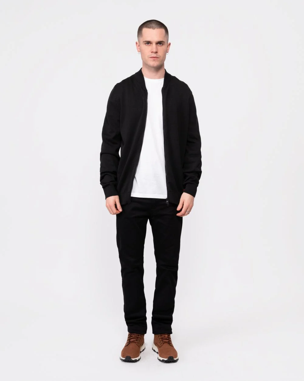 HUGO San Jaque-C Mens Double Zip Cardigan - Black 001 - Image 3