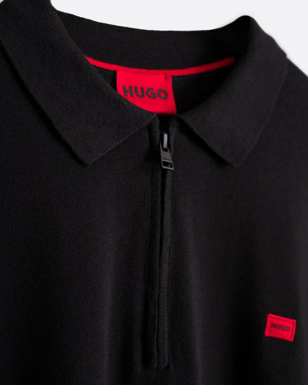 HUGO San Peer Mens Collared 1/4 Zip Jumper - Image 2