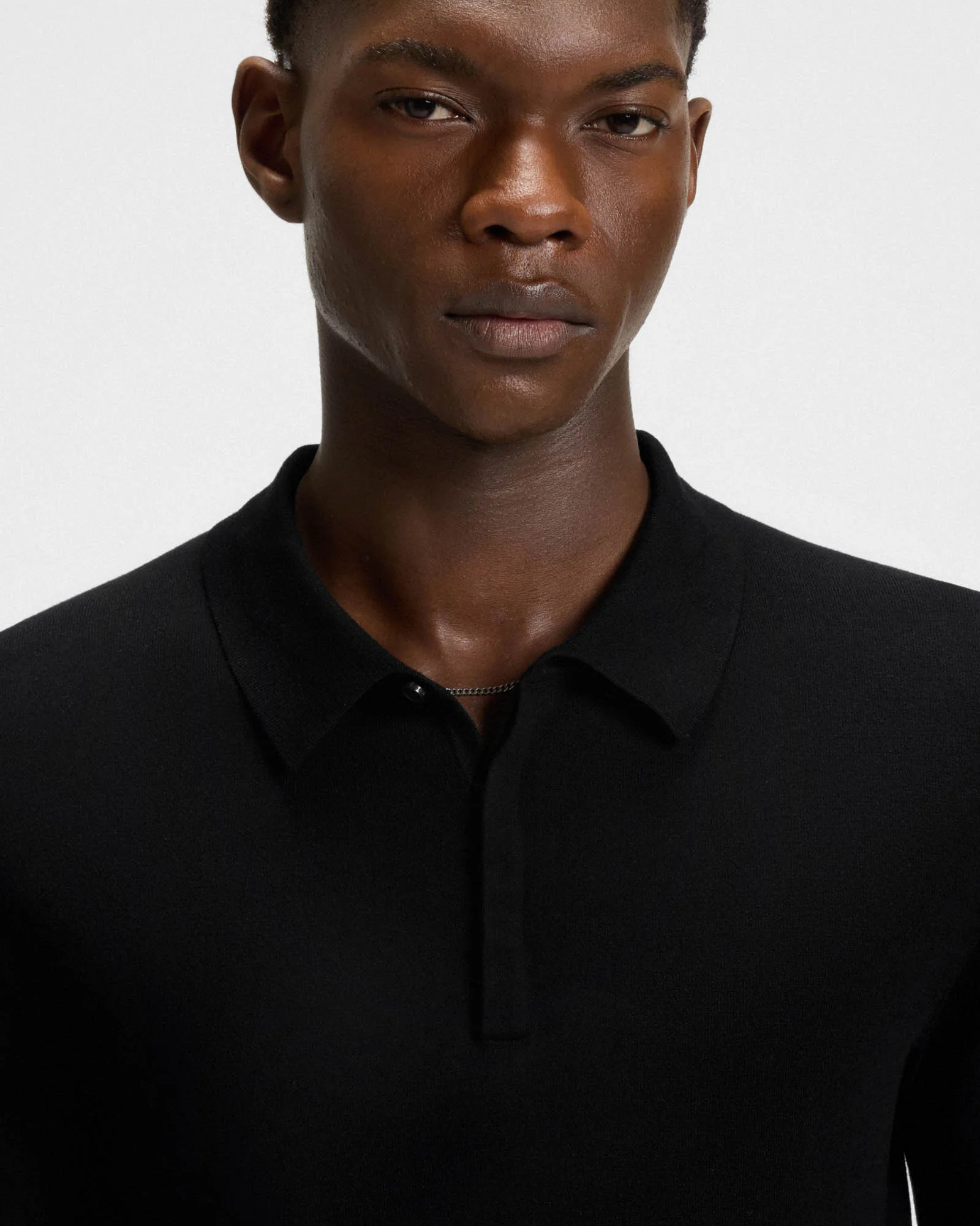HUGO San Peter Mens Knit Polo with Covered Placket - Black 001 - Image 4