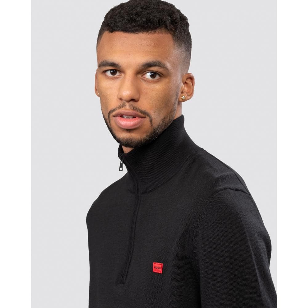 HUGO San Quintus-C Mens 1/4 Zip Pullover - Black 001 - Image 3