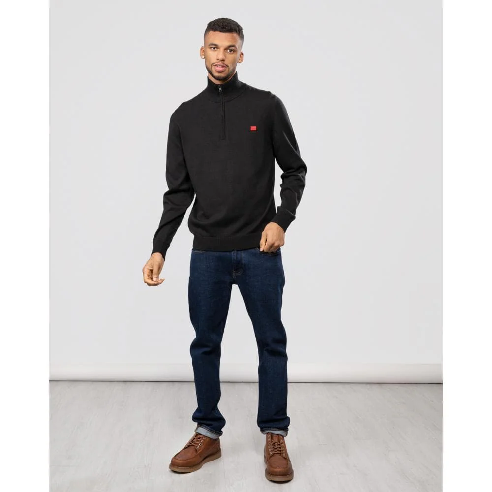 HUGO San Quintus-C Mens 1/4 Zip Pullover - Black 001 - Image 4
