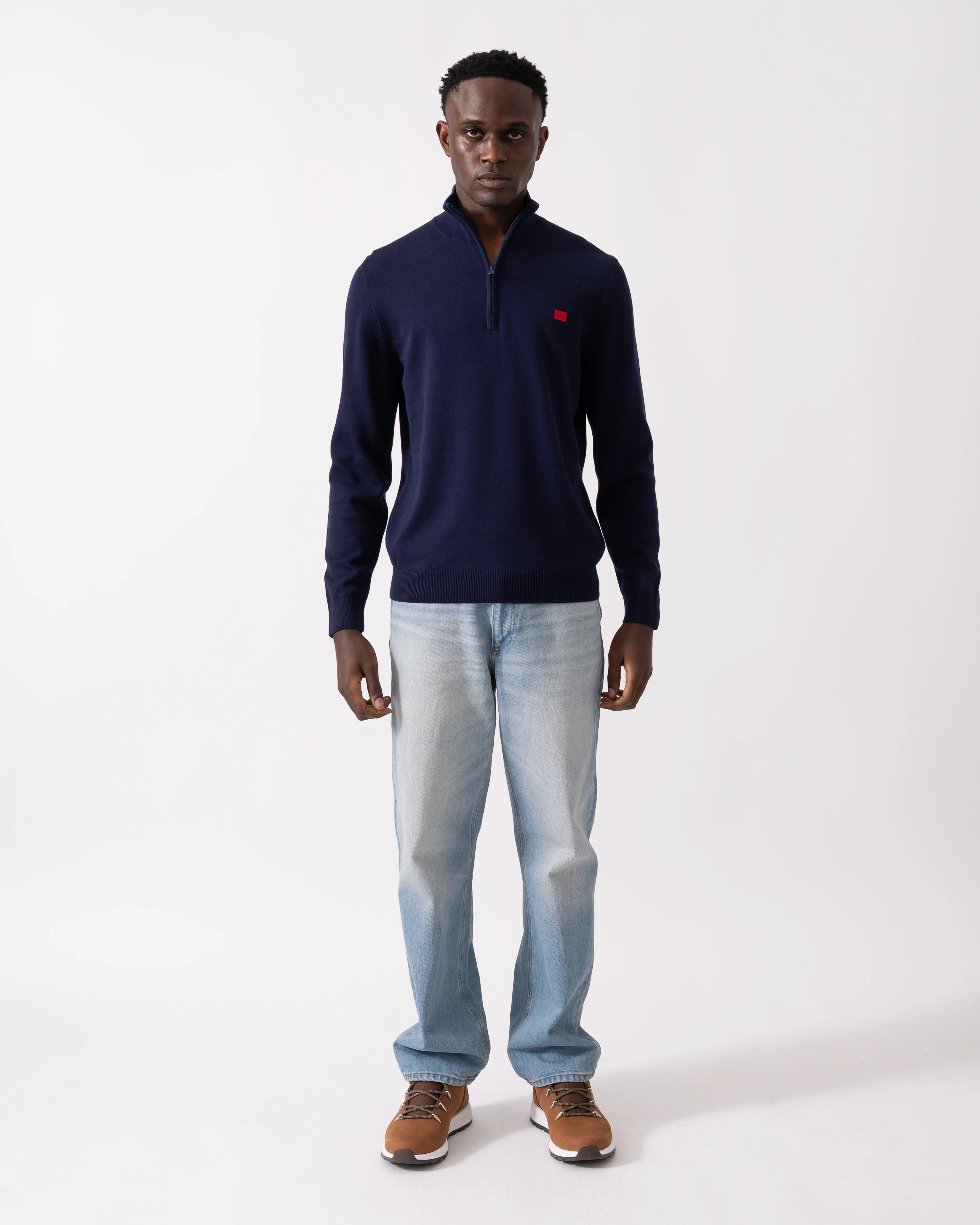 HUGO San Quintus-C Mens 1/4 Zip Pullover - Navy 418 - Image 3