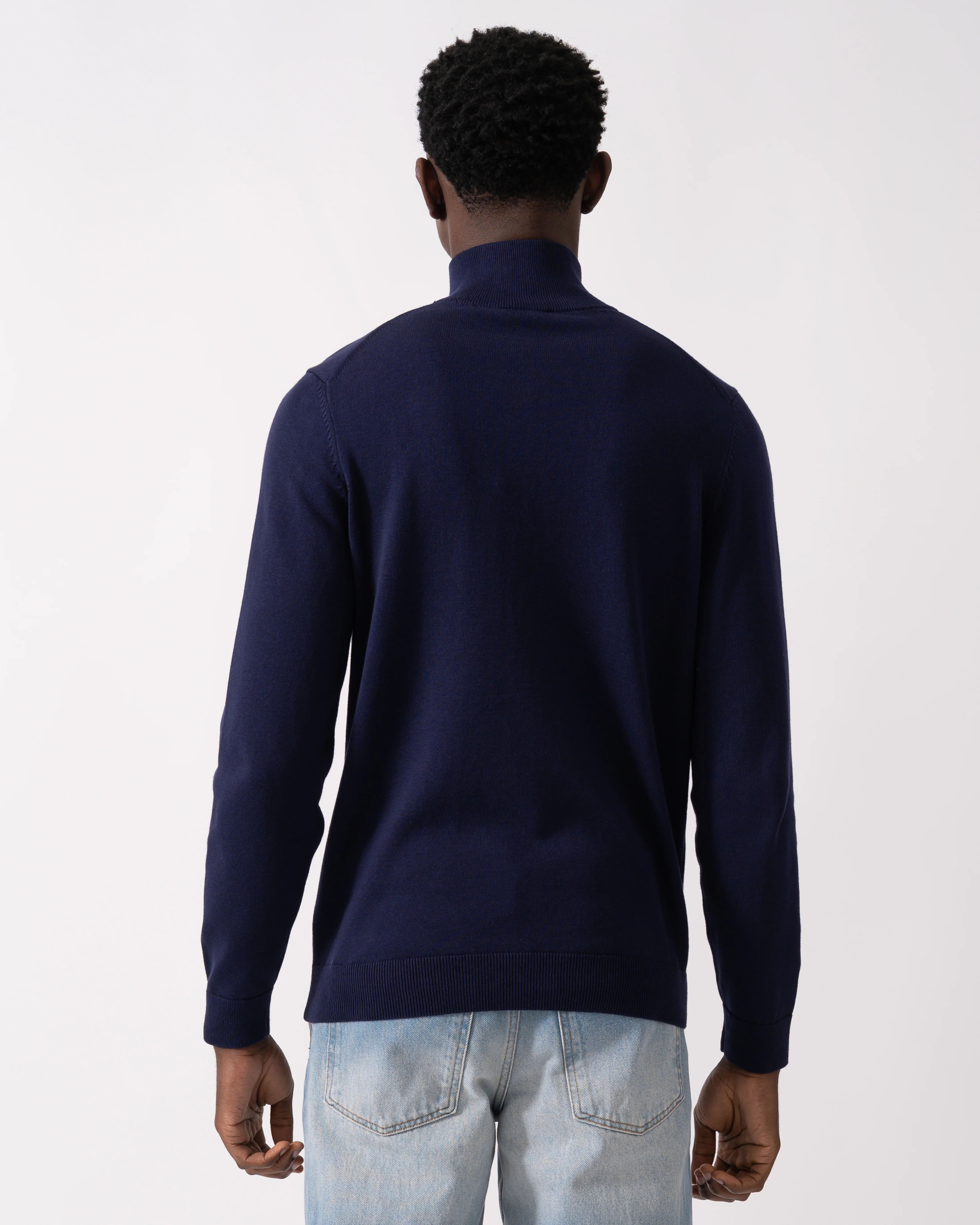 HUGO San Quintus-C Mens 1/4 Zip Pullover - Navy 418 - Image 4