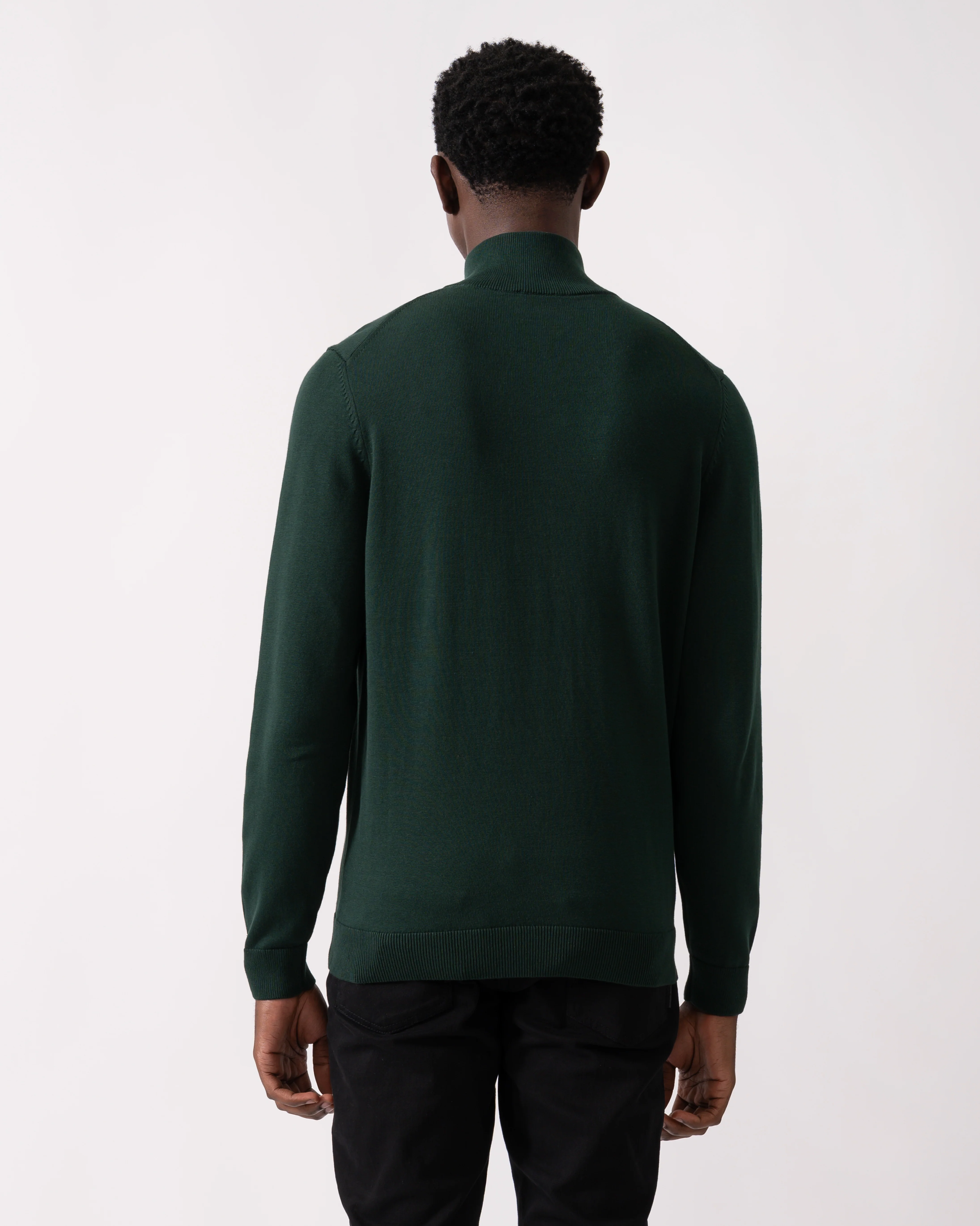 HUGO San Quintus-C Mens 1/4 Zip Pullover - Open Green 385 - Image 4