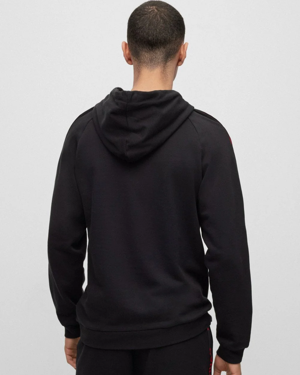 HUGO Sporty Logo Tape Mens Loungewear Hoodie - Image 2