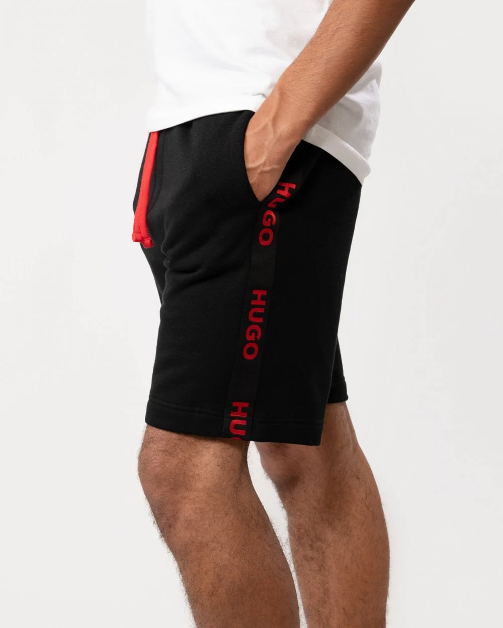 HUGO Sporty Logo Tape Mens Loungewear Shorts - Image 3