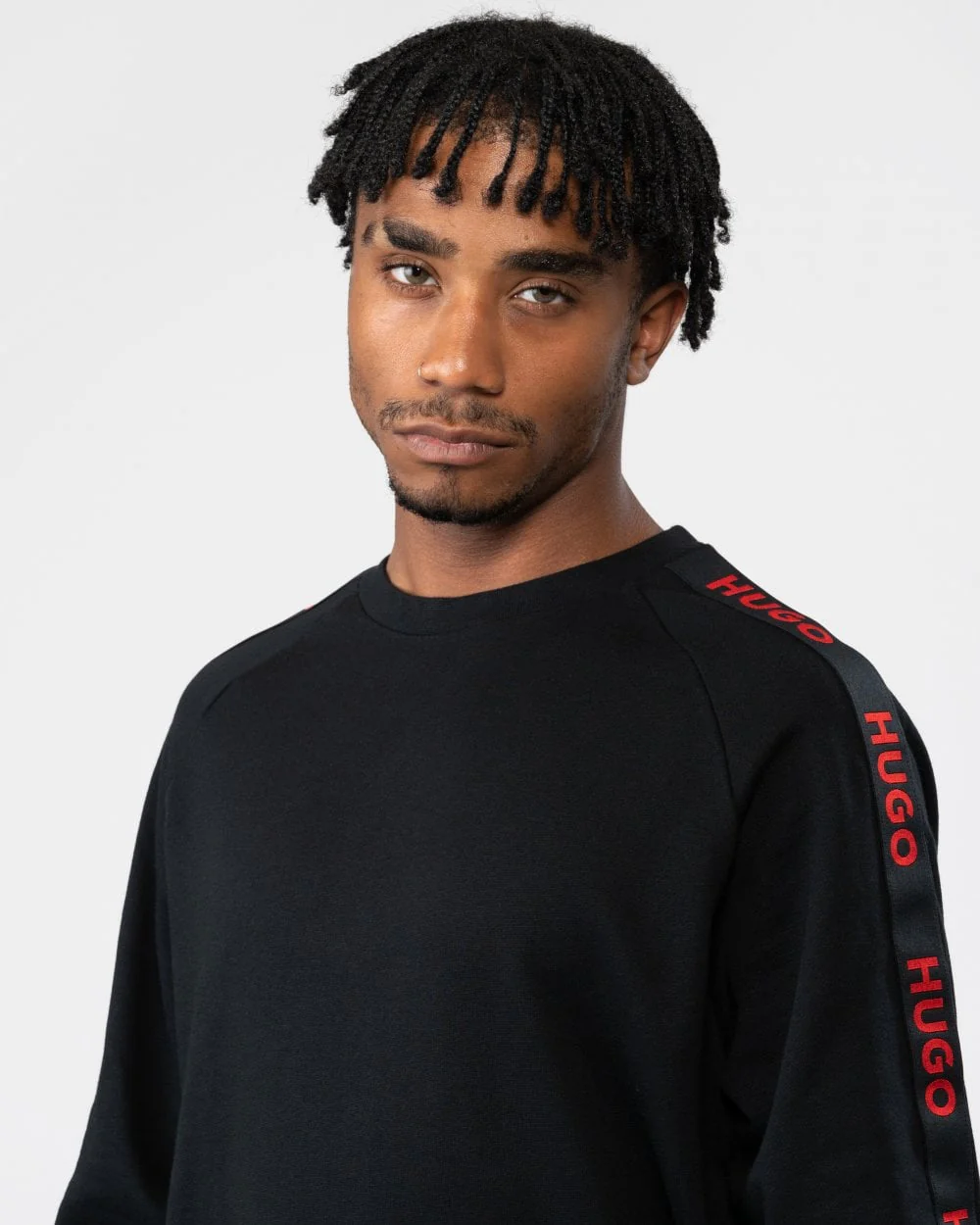 HUGO Sporty Logo Tape Mens Loungewear Sweatshirt - Image 2