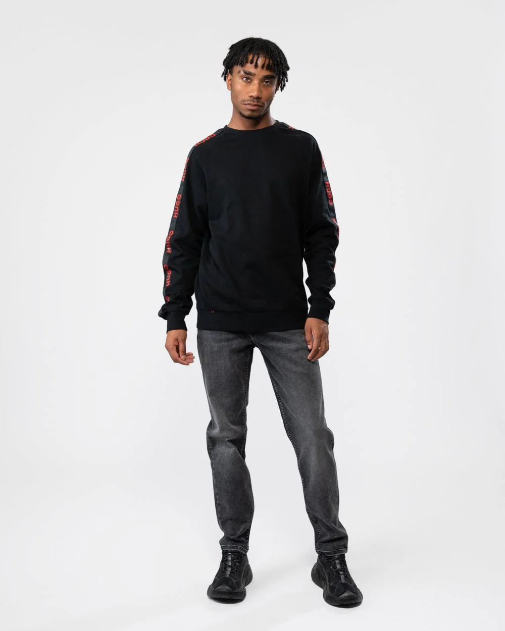 HUGO Sporty Logo Tape Mens Loungewear Sweatshirt - Image 3