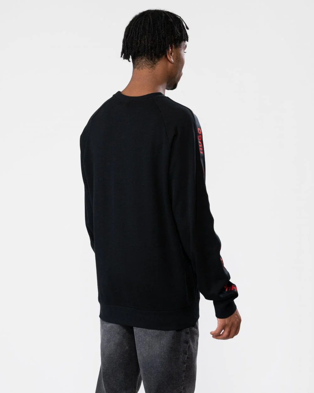 HUGO Sporty Logo Tape Mens Loungewear Sweatshirt - Image 4