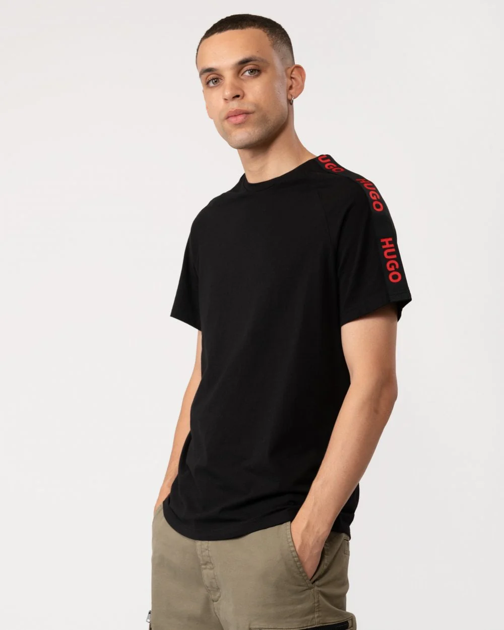 HUGO Sporty Logo Tape Mens Loungewear T-Shirt