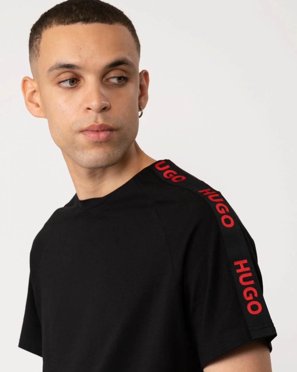 HUGO Sporty Logo Tape Mens Loungewear T-Shirt - Image 2