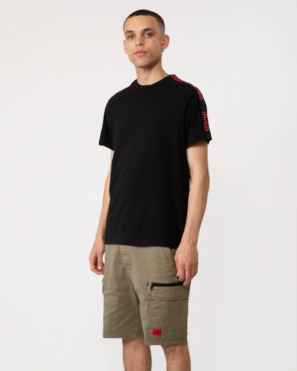 HUGO Sporty Logo Tape Mens Loungewear T-Shirt - Image 3