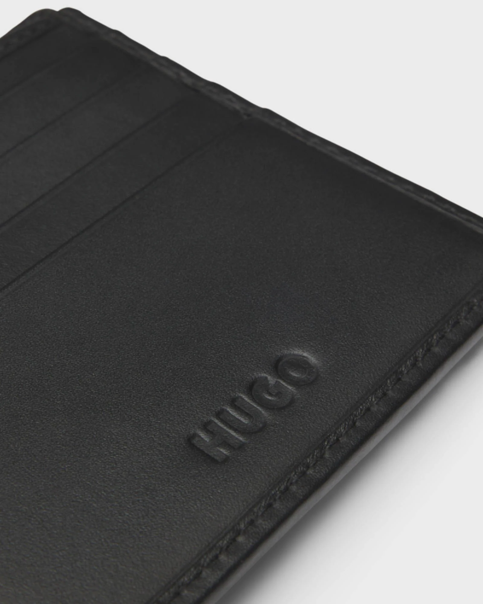HUGO Tibby Mens Leather Billfold Wallet with Red Stacked Logo - Black 001 - Image 4