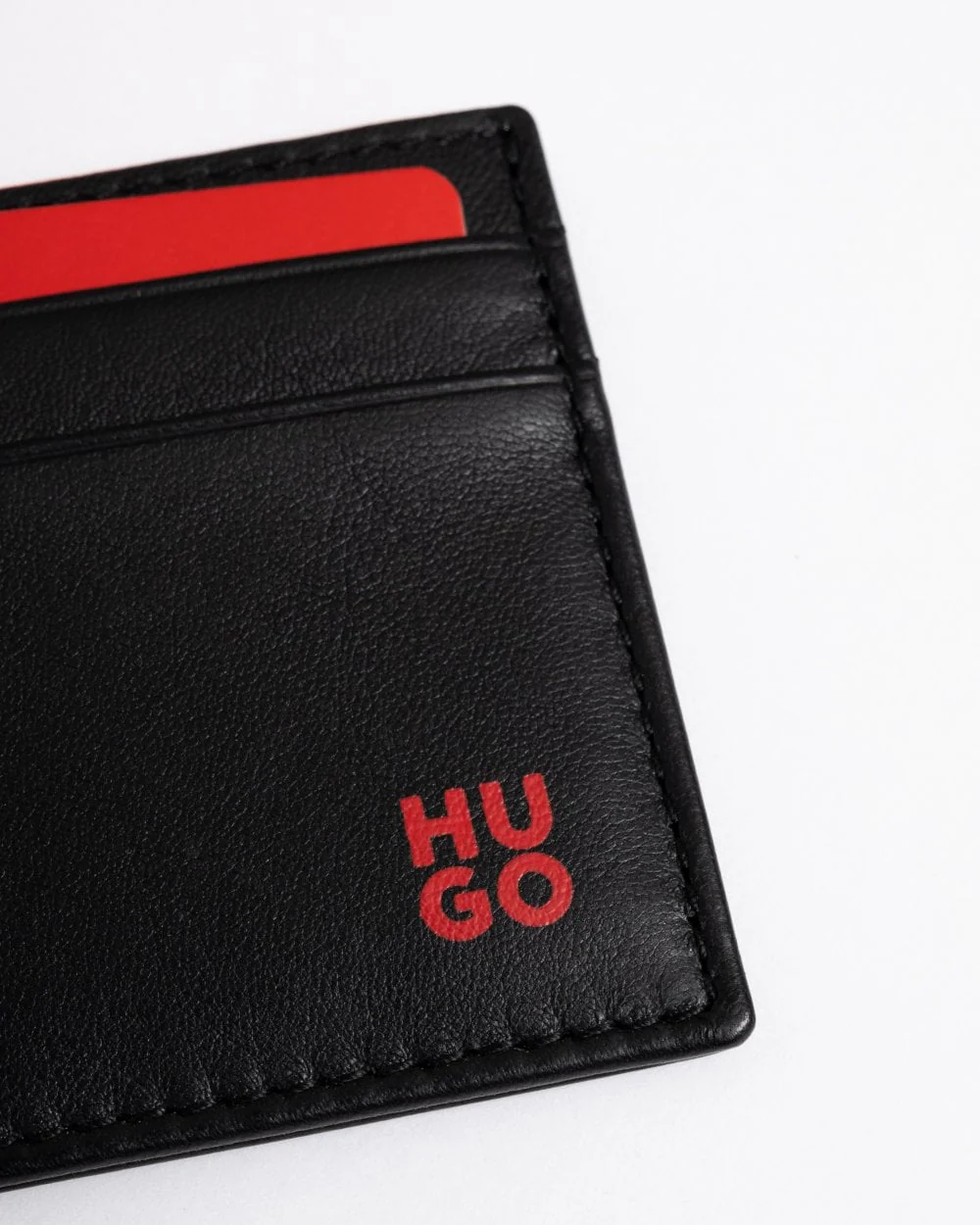 HUGO Tibby Nappa Leather Card Holder with Stacked Logo - Image 4