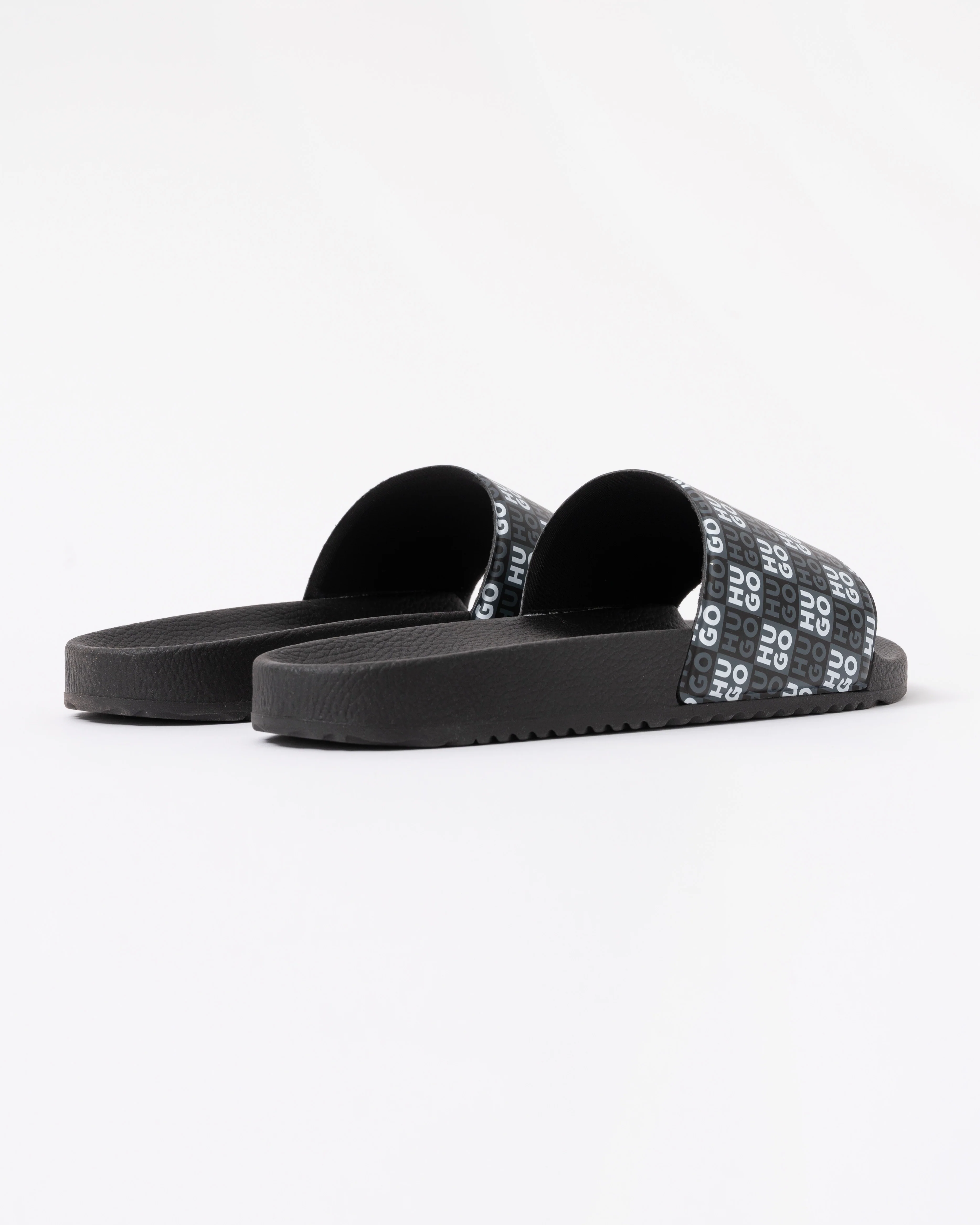 HUGO Timein Mens Slides with Checkered Logo Strap - Black 001 - Image 3