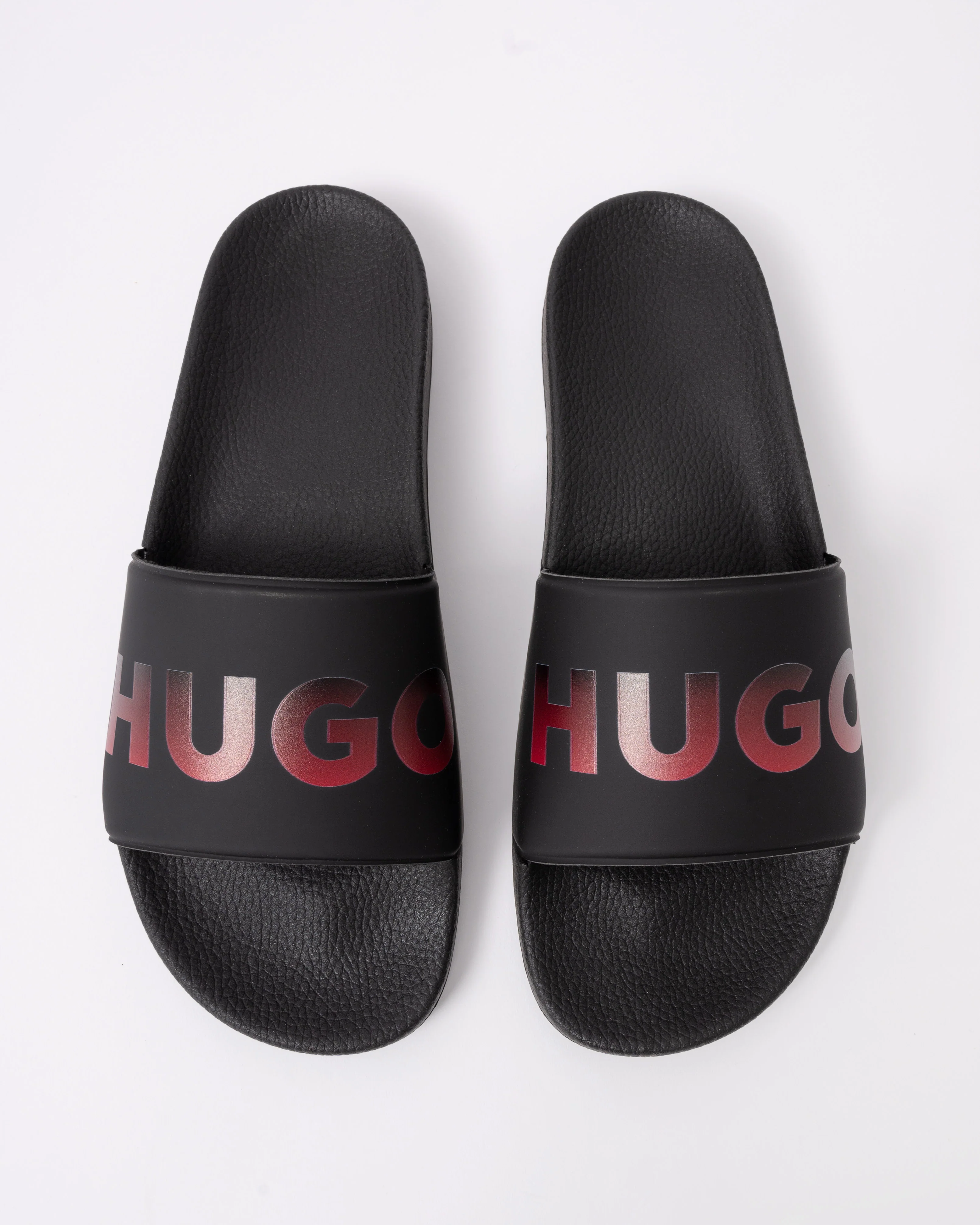 HUGO Timein Mens Gradient Logo Slides - Black 001 - Image 2
