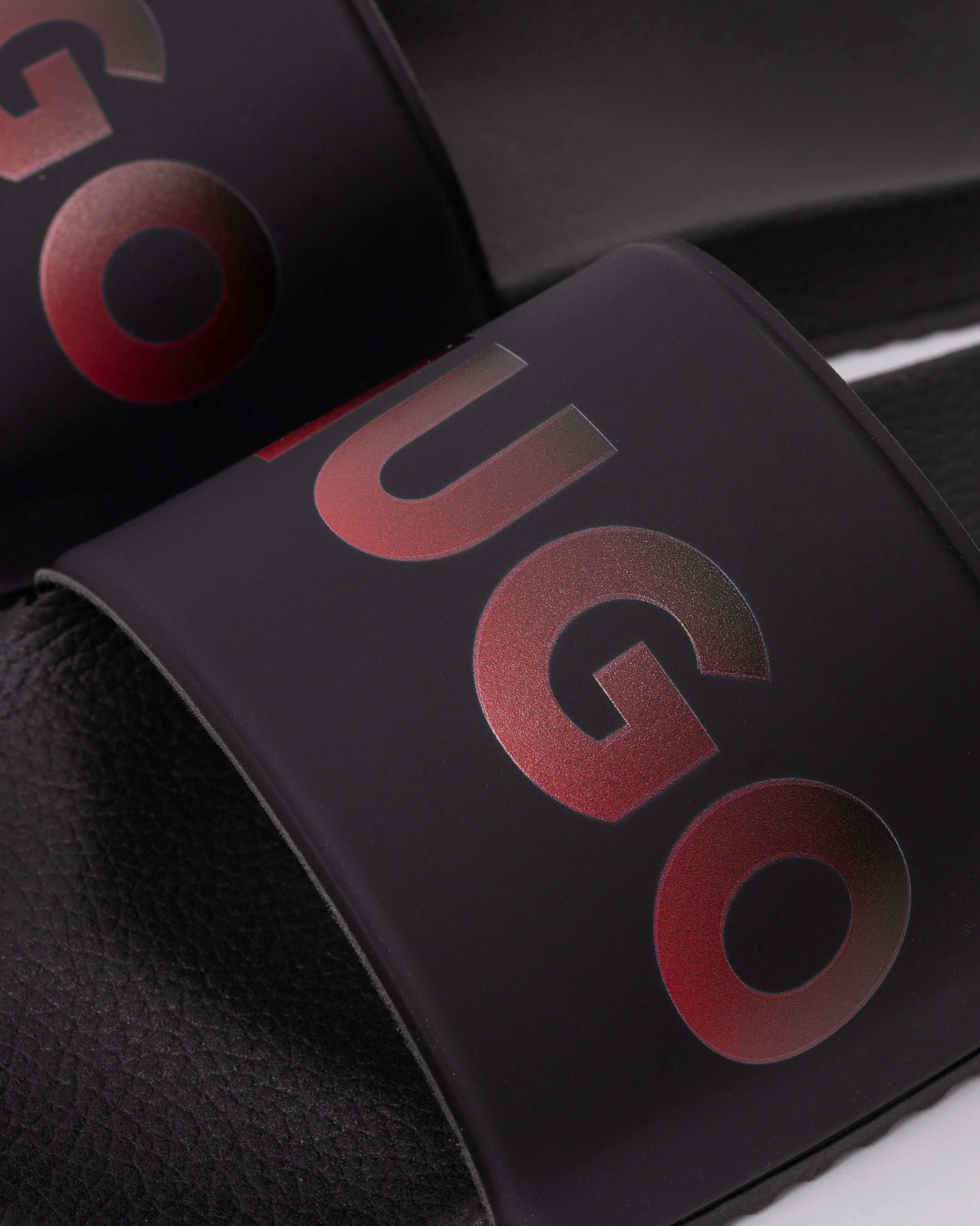 HUGO Timein Mens Gradient Logo Slides - Black 001 - Image 5