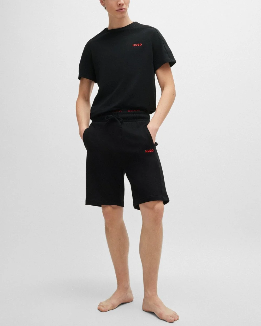 HUGO Tonal Logo Mens Loungewear Shorts - Image 2
